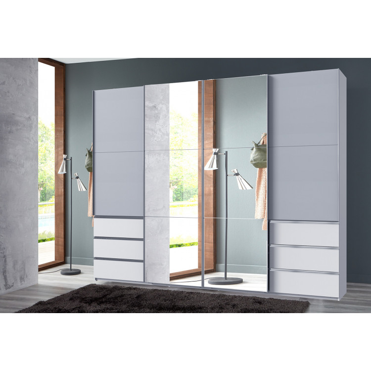 Armoire Adulte Contemporaine Portes Synchronis Es Cm Gris Blanc