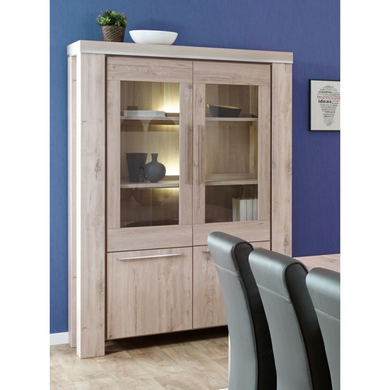 Vaisselier Argentier Contemporain Portes Vitr Es Ch Ne Gris Clair