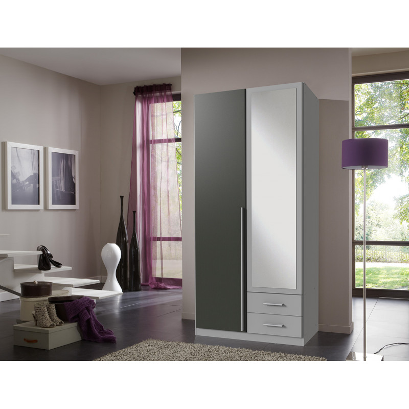 Armoire Contemporaine Cm Gris Anthracite Hervine Matelpro