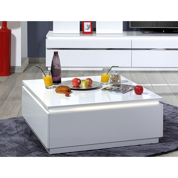 Table basse carrée design blanche Amelie