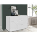 Buffet/bahut moderne 140 cm blanc laqué brillant Alienor