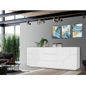 Buffet/bahut moderne 220 cm blanc laqué brillant Alienor