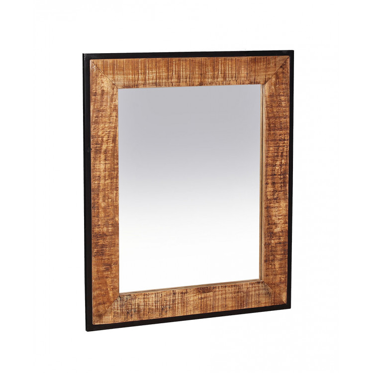 Miroir rectangulaire industriel en bois de manguier massif naturel Allister