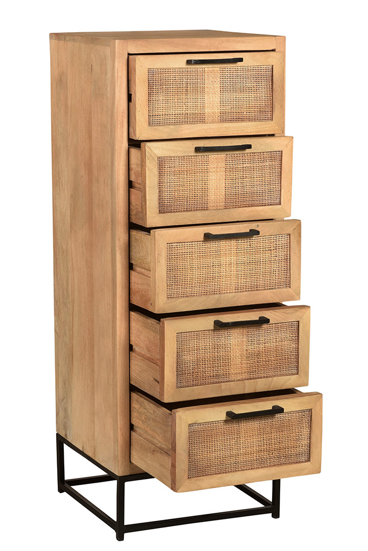 Petit meuble de rangement 6 tiroirs en bois de manguier
