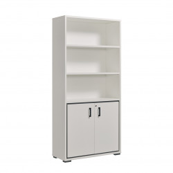 Armoire de bureau blanche avec 4 étagères de rangement, 2 portes, largeur  800 mm, grande capacité de rangement de 40 boîtes de format A4