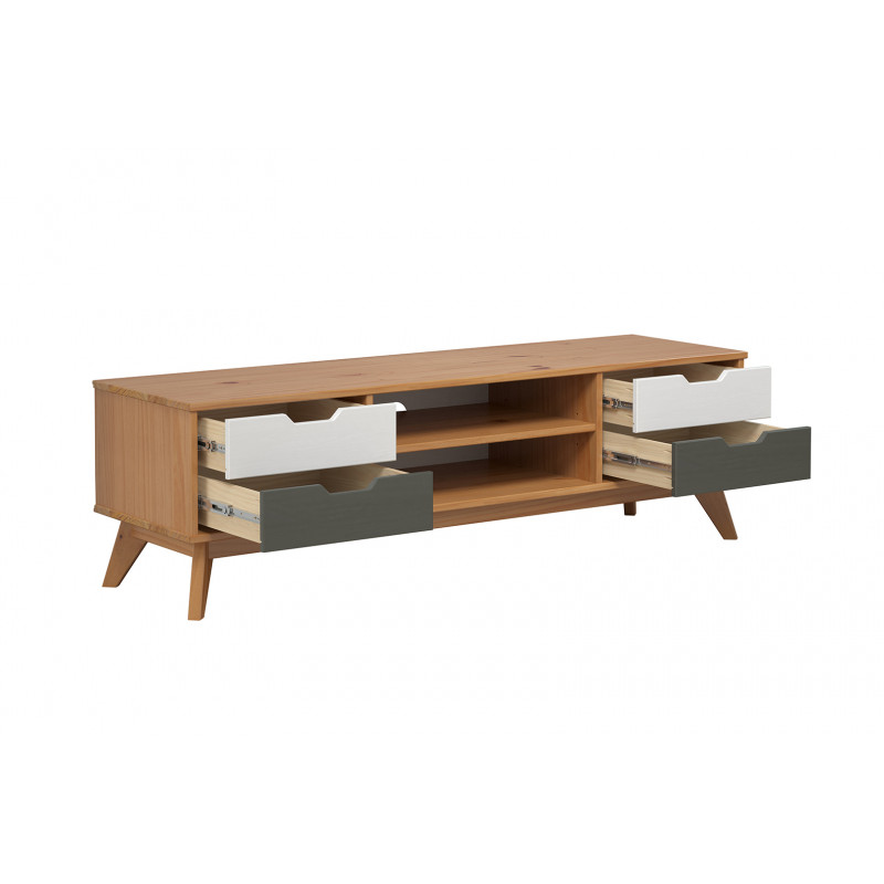 Bureau d'angle design 'BAKUS' en bois finition naturelle et métal noir -  160 cm