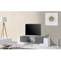 Meuble TV moderne 190 cm blanc laqué brillant/ardoise Gisela