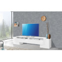 Meuble TV moderne 210 cm blanc laqué brillant Gisela