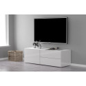 Meuble TV moderne 110 cm blanc laqué brillant Melissane