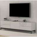 Meuble TV moderne 170 cm blanc laqué brillant Melissane