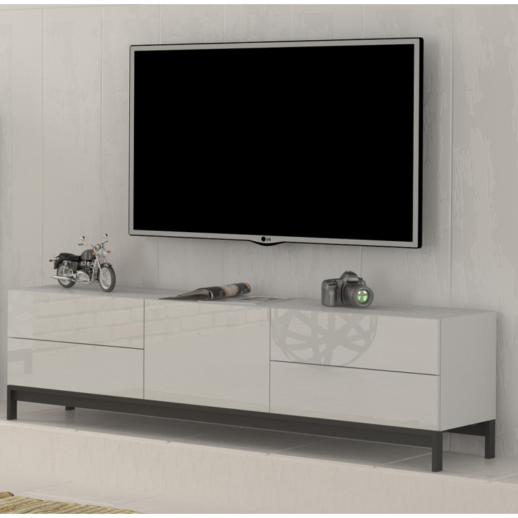 Meuble TV 1 porte/4 tiroirs moderne laqué 110 cm Melissane