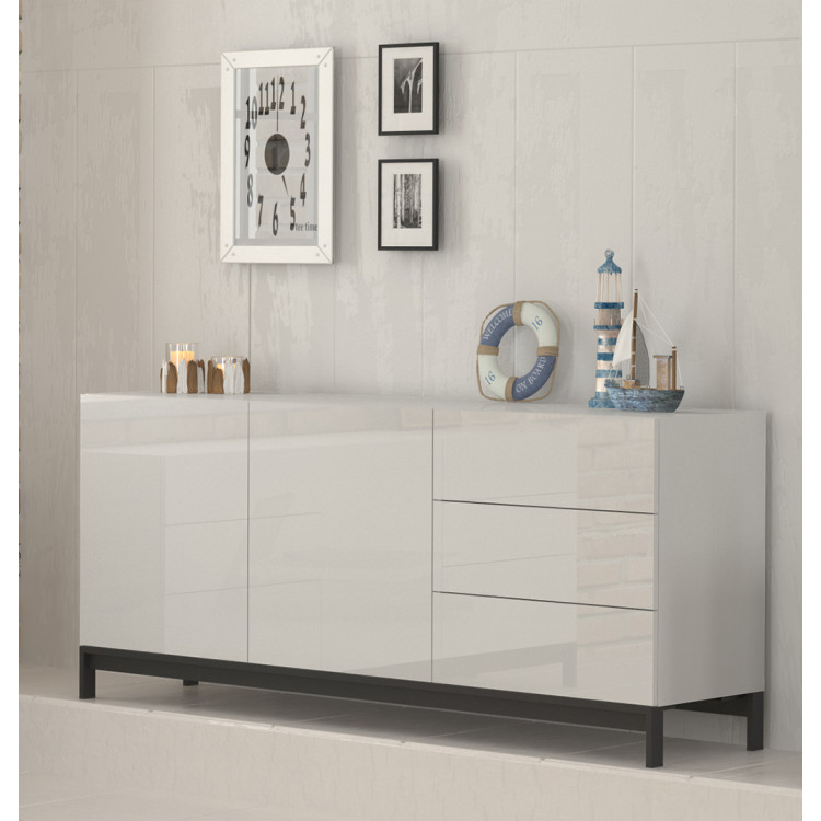 Buffet/bahut 2 portes/3 tiroirs moderne laqué 170 cm Melissane