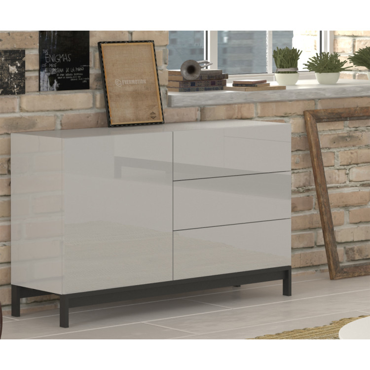 Buffet/bahut 1 portes/3 tiroirs moderne laqué 110 cm Melissane