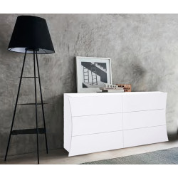 Commode moderne 155 cm laqué blanc brillant Arcadi