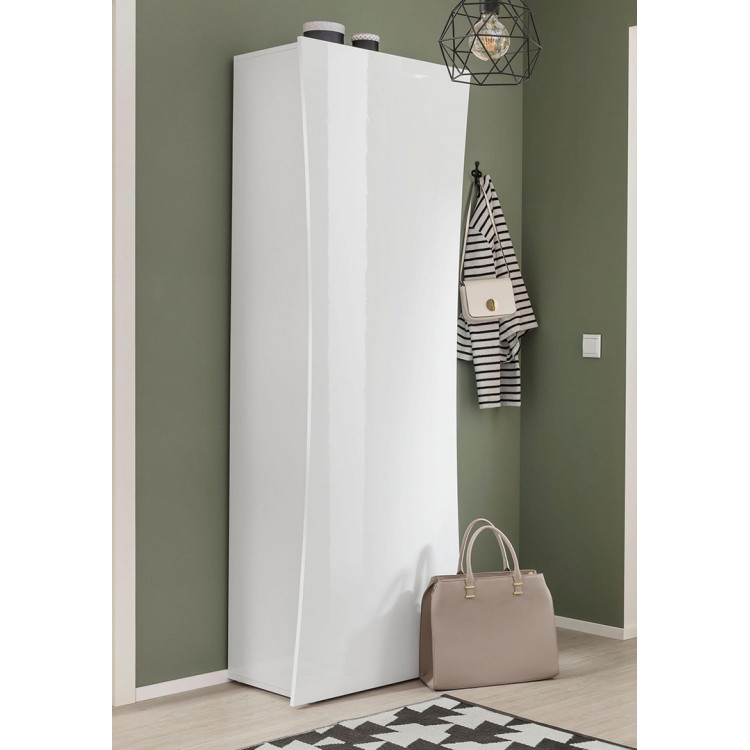 Armoire adulte moderne 63 cm blanc laqué brillant Arcadi