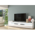 Meuble TV moderne 200 cm blanc laqué brillant Benedict