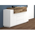 Buffet/bahut moderne 160 cm blanc laqué brillant/érable Corsiva