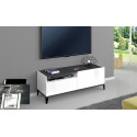 Meuble TV moderne 120 cm blanc laqué brillant/ardoise Shine