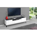 Meuble TV moderne 160 cm blanc laqué brillant/ardoise Shine