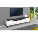 Meuble TV moderne 200 cm blanc laqué brillant/ardoise Shine