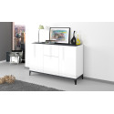 Buffet/bahut moderne 120 cm blanc laqué brillant/ardoise Shine