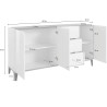 Buffet/bahut 160 cm moderne 3 portes/3 tiroirs Shine