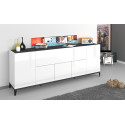 Buffet/bahut 200 cm moderne blanc laqué brillant/ardoise Shine