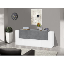 Buffet/bahut moderne blanc laqué brillant 220 cm Apollon