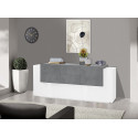 Buffet/bahut moderne blanc laqué brillant/ardoise 220 cm Apollon