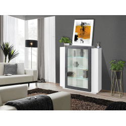 Vitrine moderne blanc laqué brillant Apollon