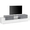 Meuble TV moderne 220 cm blanc laqué brillant Apollon