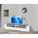 Meuble TV moderne 220 cm blanc laqué brillant/ardoise Apollon