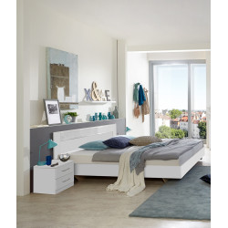 Chambre à coucher complète enfant coloris imitation béton clair/graphite -  140 x 200 cm - Conforama