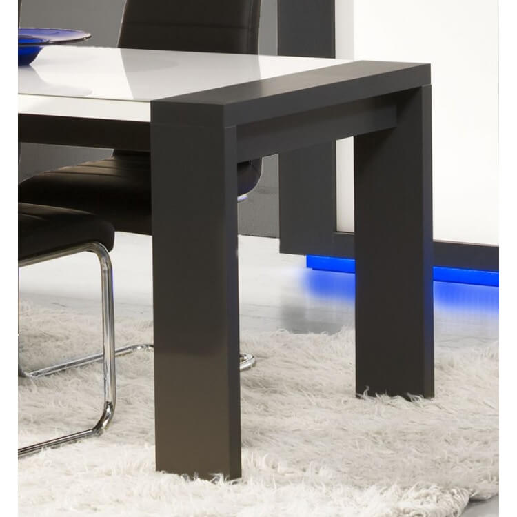 Table de salle manger design blanc laqué et anthracite Nestor