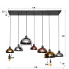 Suspension vintage 7 lampes en verre tricolore Elfie