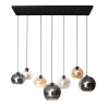 Suspension vintage 7 lampes en verre tricolore Disco