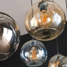 Suspension vintage 7 lampes en verre tricolore Disco