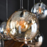 Suspension vintage 7 lampes en verre tricolore Disco