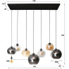 Suspension vintage 7 lampes en verre tricolore Disco