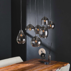 Suspension vintage 7 lampes en verre Mistie