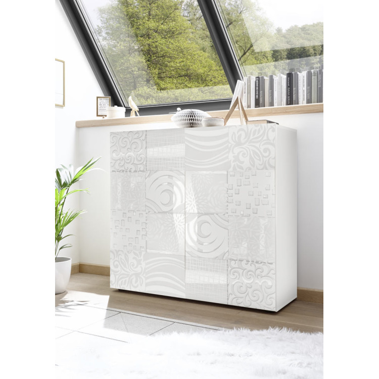 Vaisselier/argentier moderne laqué blanc brillant Orlane