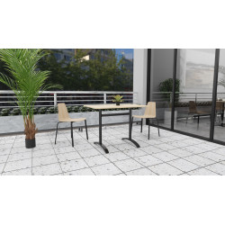 Pied de table double terrasse d'extérieur en métal noir Bacchus