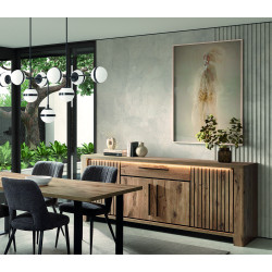 Buffet/bahut contemporain 220 cm chêne canyon Santana