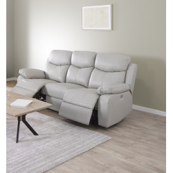 Canapé de relaxation électrique 3 places en cuir gris