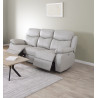 Canapé de relaxation électrique 3 places en cuir gris Janel