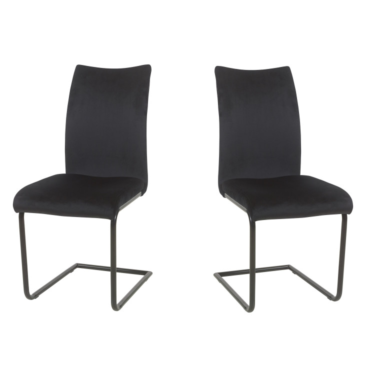 Chaises de salle à manger modernes en velours noir Jousia (lot de 2)