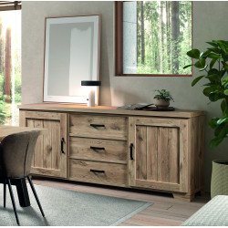 Buffet/bahut contemporain 220 cm chêne canyon Sirocco