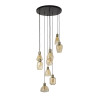 Suspension moderne 9 lampes en verre ambré Judicia