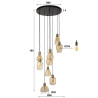 Suspension moderne 9 lampes en verre ambré Judicia