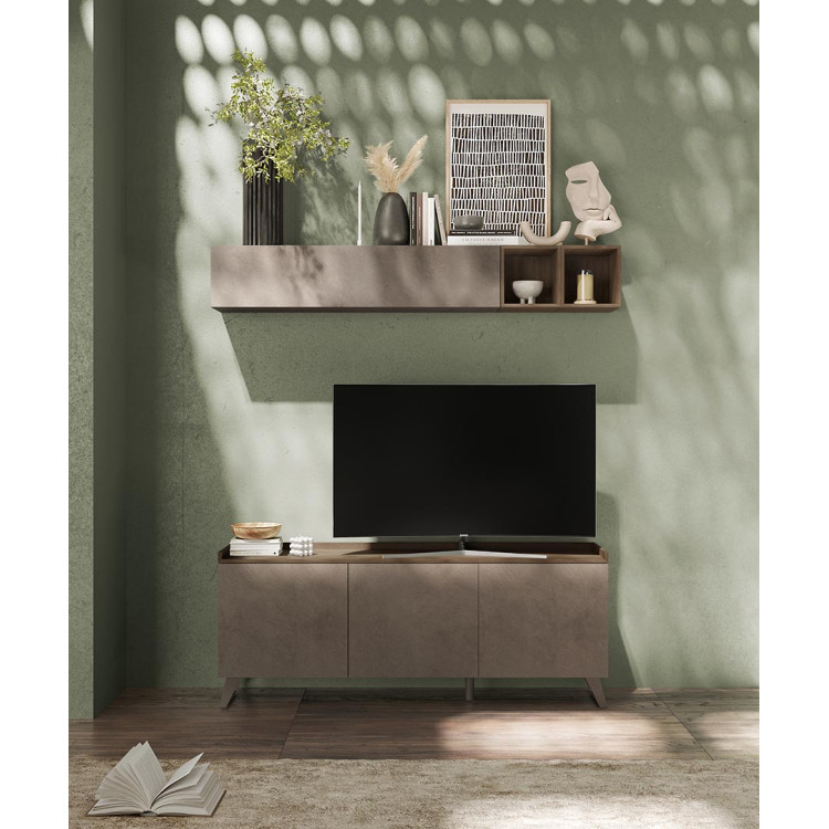 Meuble TV moderne bronze/mercure 181 cm Tristan